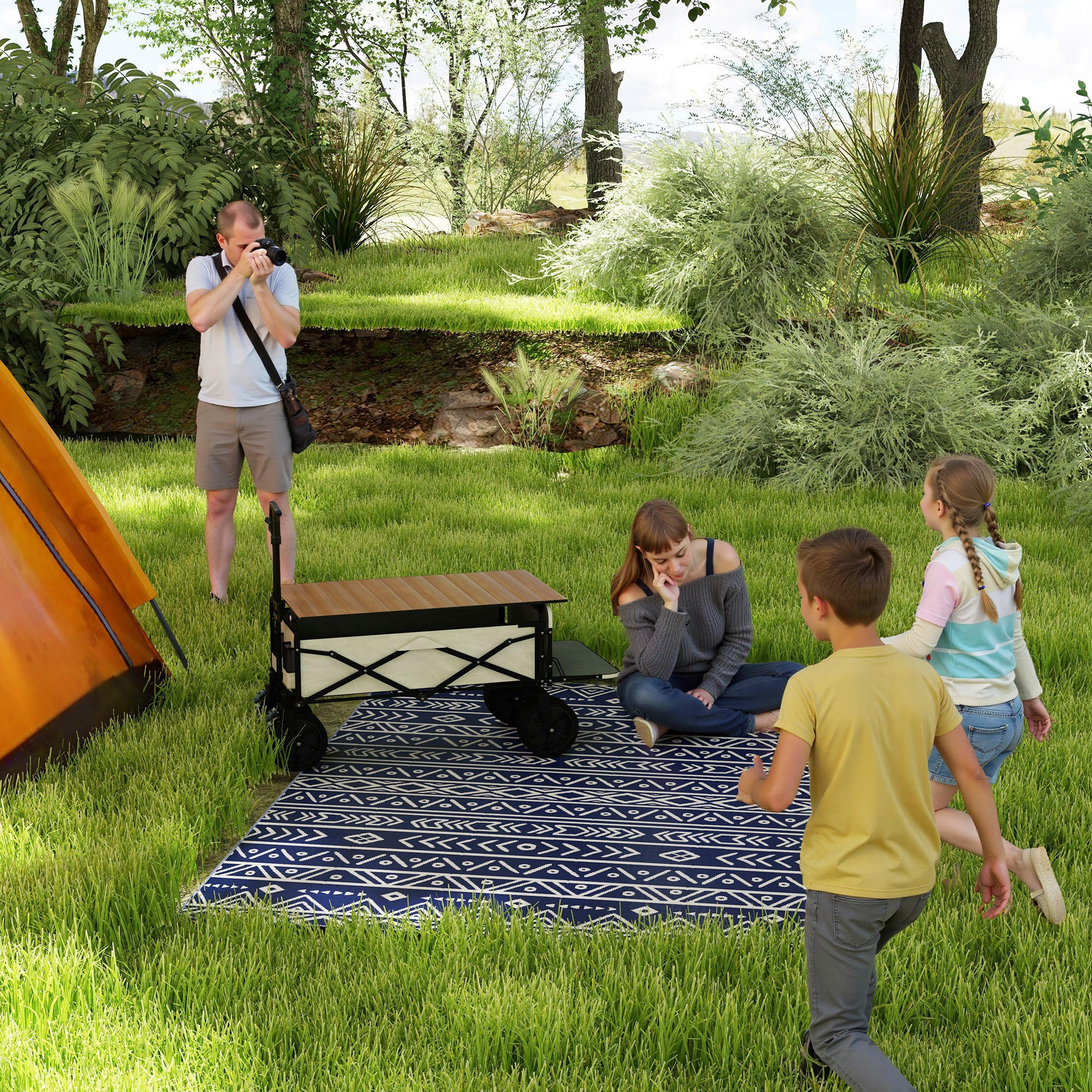 OUTDOOR-TEPPICH robuster Wetterfest Outdoorteppich - Blau, Kunststoff (274/182cm) - Outsunny