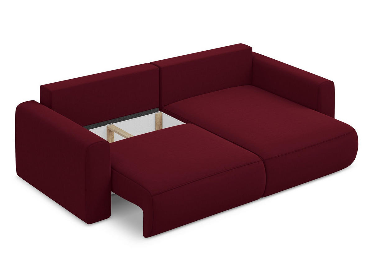 ECKSOFA mit Schlaffunktion Samt Stoff Rot - Bordeaux/Rot, Kunststoff/Textil (240/149cm) - Makamii