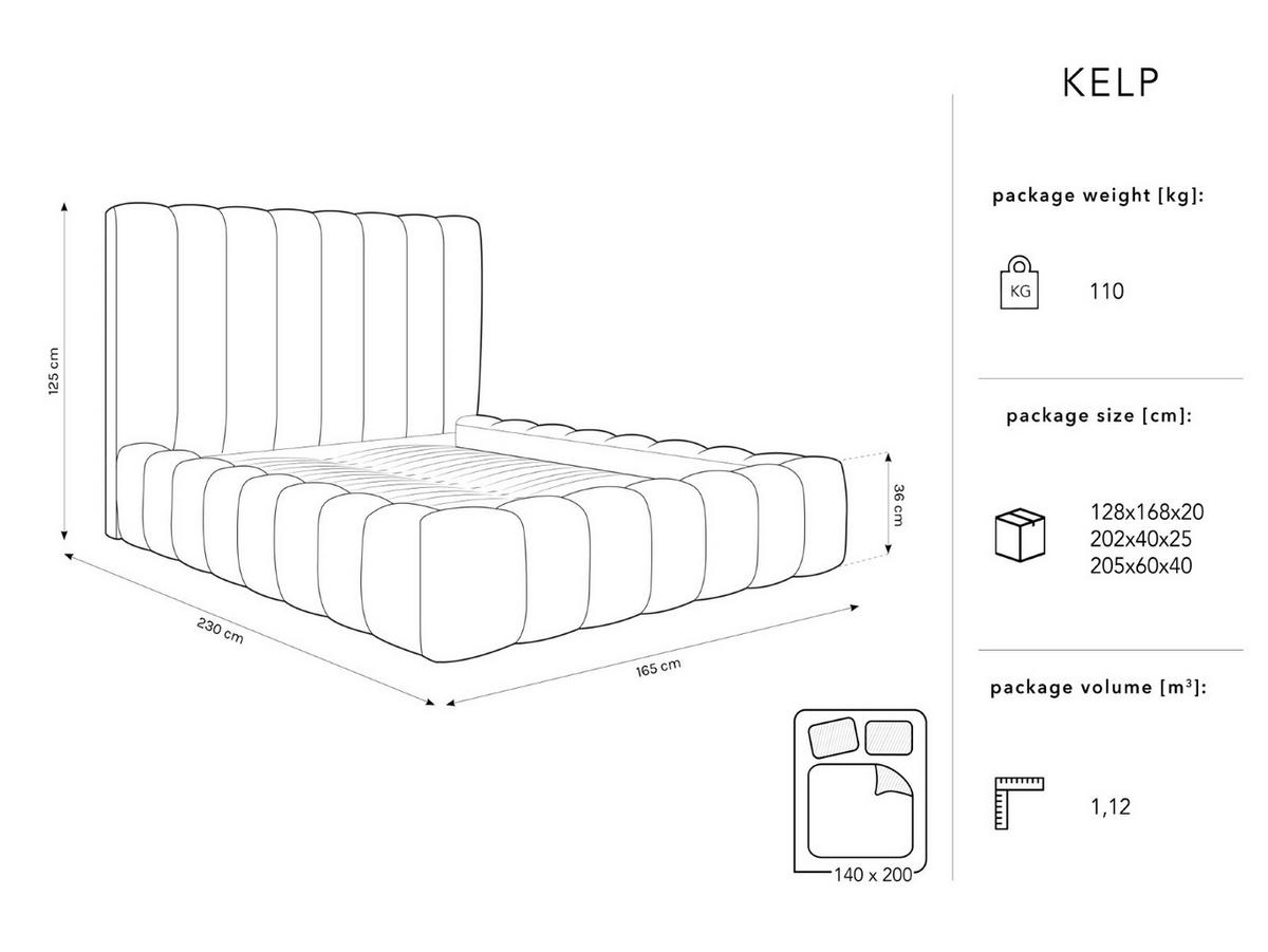 BETT mit Bettkasten und Kopfteil Kelp aus Samt leichtes beige 140x200cm - Beige, Textil (140/200cm) - Micadoni