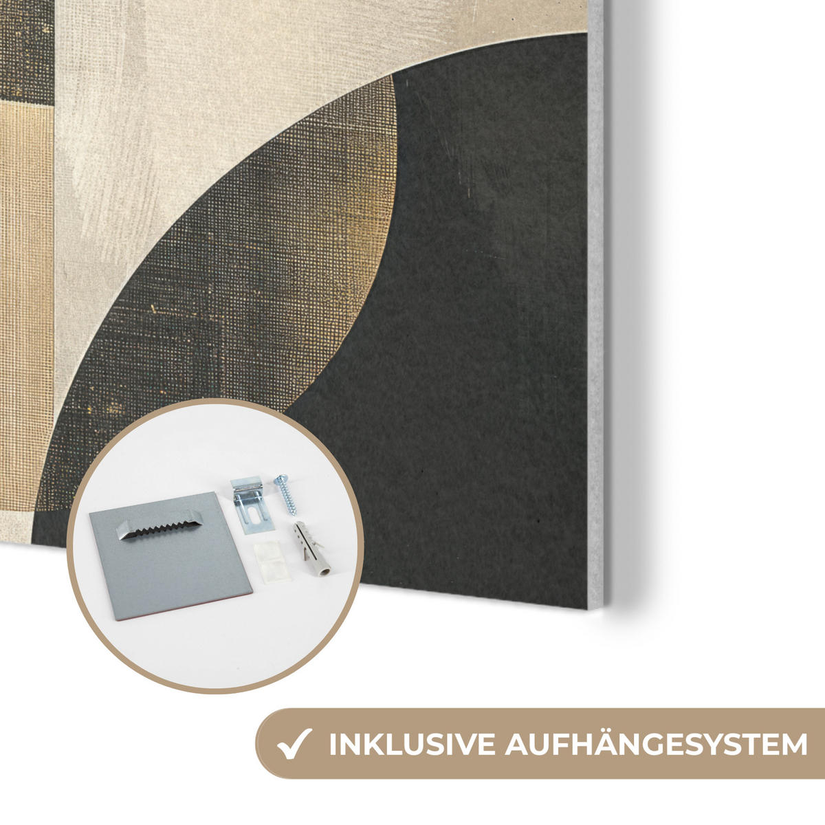 AKUSTIKPANEEL Abstrakt - Geometrische Formen - Schwarz - Gold 90x90 cm - Ecru, Textil (90/0.9/90cm) - MuchoWow