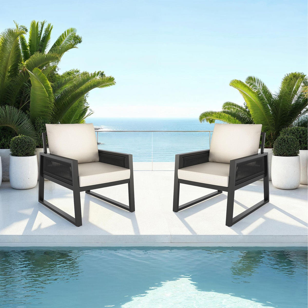 GARTENLOUNGE-SET Captive, höhenverstellbare Füße, anthrazit - Anthrazit, Kunststoff/Metall - tectake