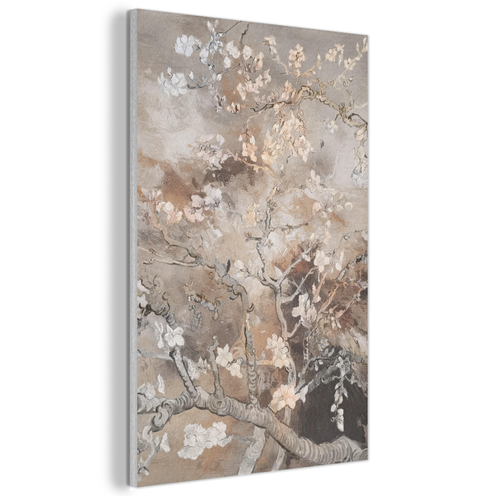 AKUSTIKBILD Mandelblüte - Kunst - Van Gogh - Beige - Abstrakt Wanddeko 60x90 cm - Braun, Kunststoff (60/90/0.9cm) - MuchoWow