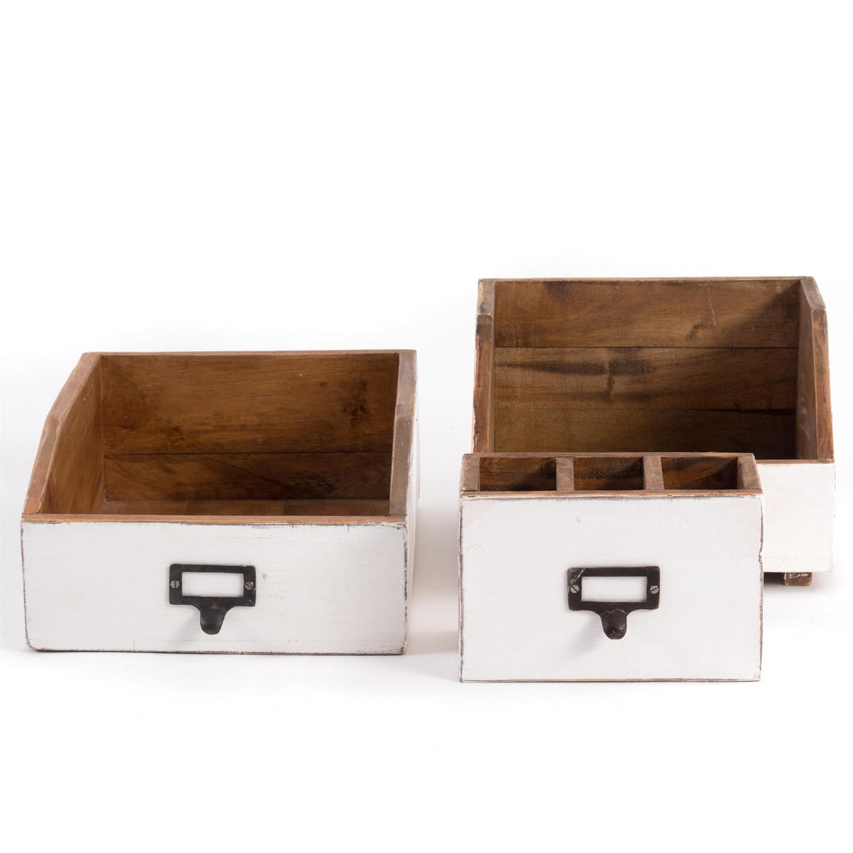 ORGANIZER-SET Office 3-teilig Mahagoni Holz, mit beschreibbarer Tafel 06 weiß-landhaus - Weiß, Holz (24/16/21cm) - DESIGN DELIGHTS