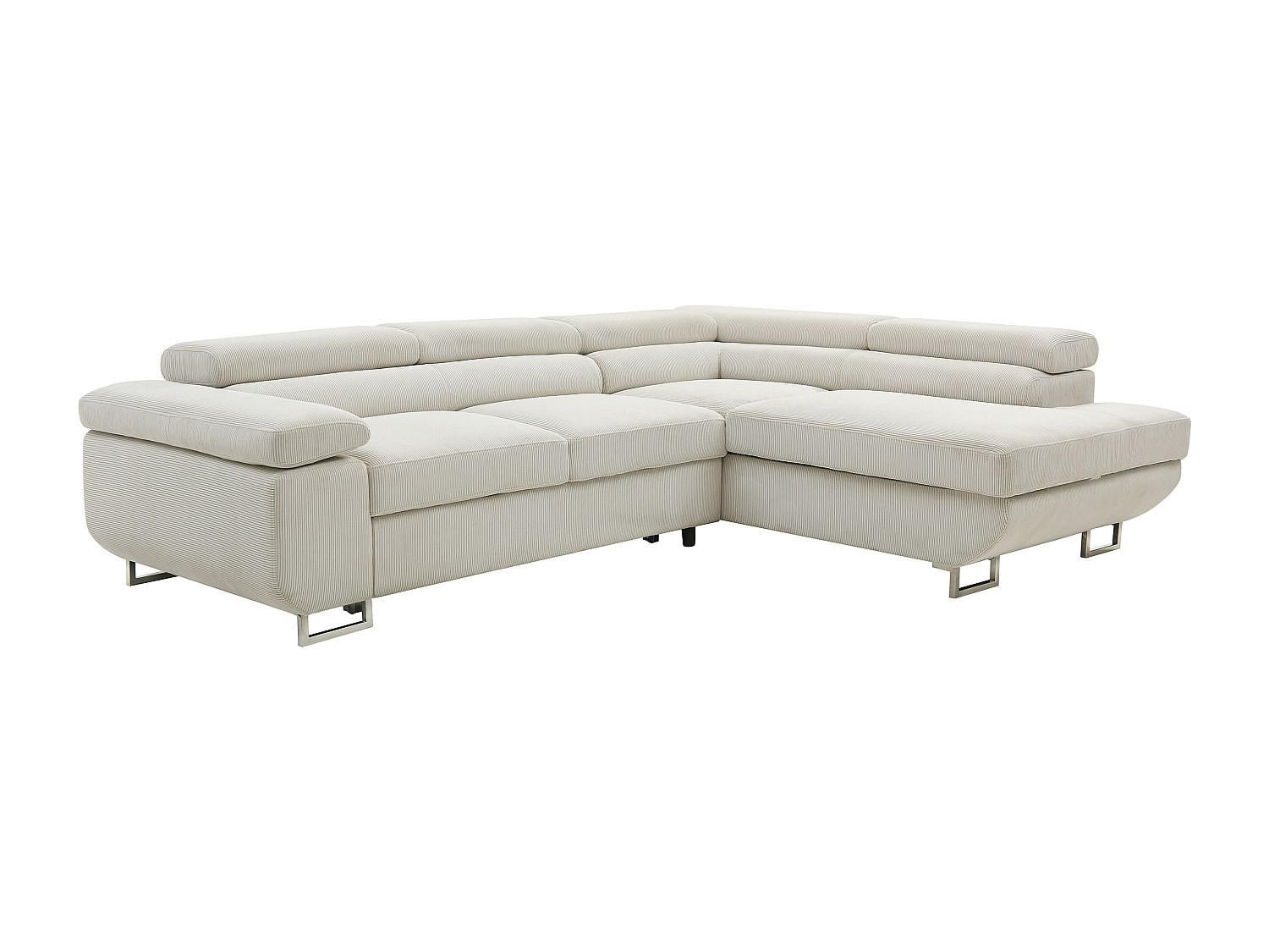 ECKSOFA mit Schlaffunktion - Ecke rechts - Cord - Beige - NURAZIO - Beige, Textil (268/202cm) - Vente-Unique