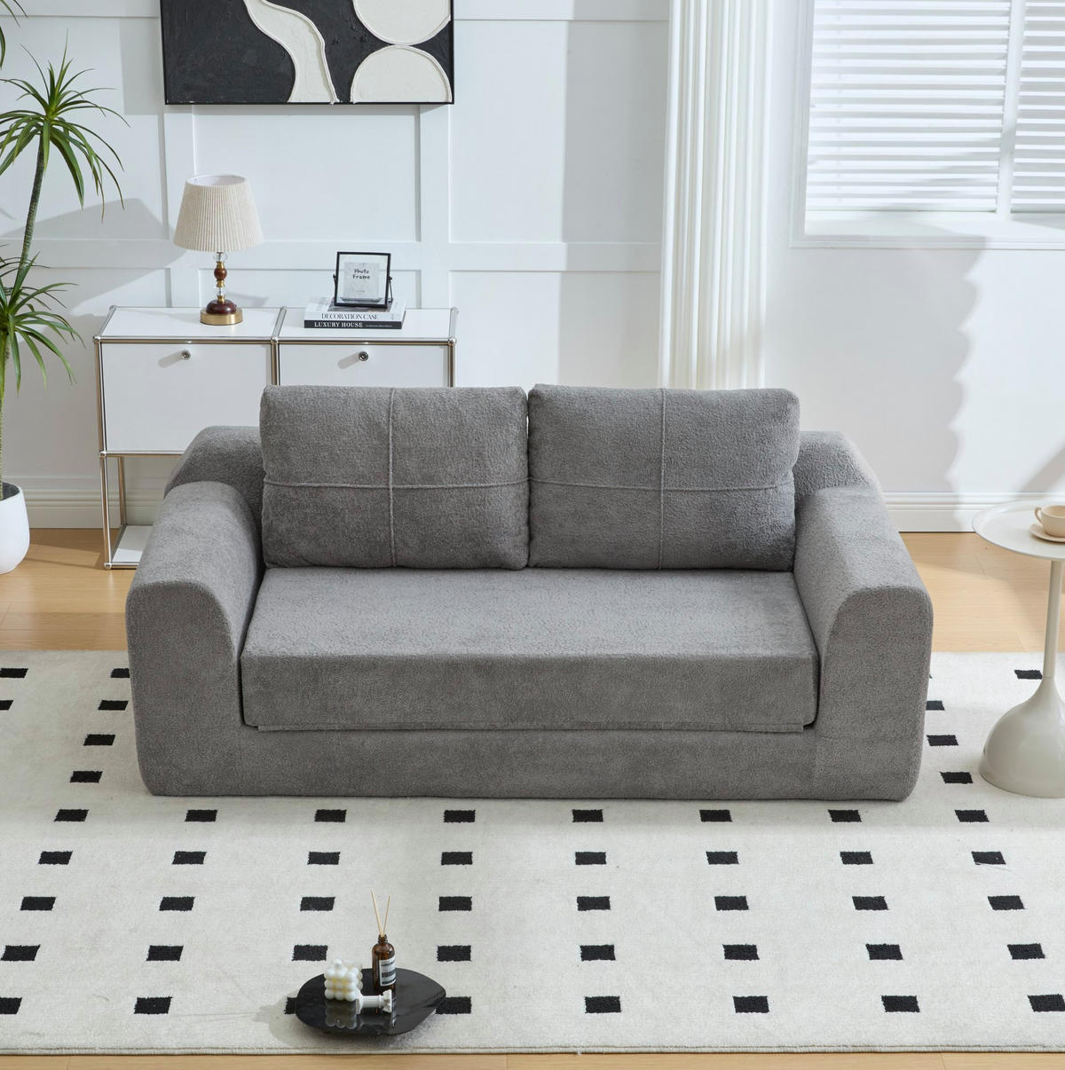 SOFA-BETT klappbar 2-in-1 Stoff Dunkelgrau - Dunkelgrau, Holzwerkstoff (178/61.5/96cm) - Meubliv