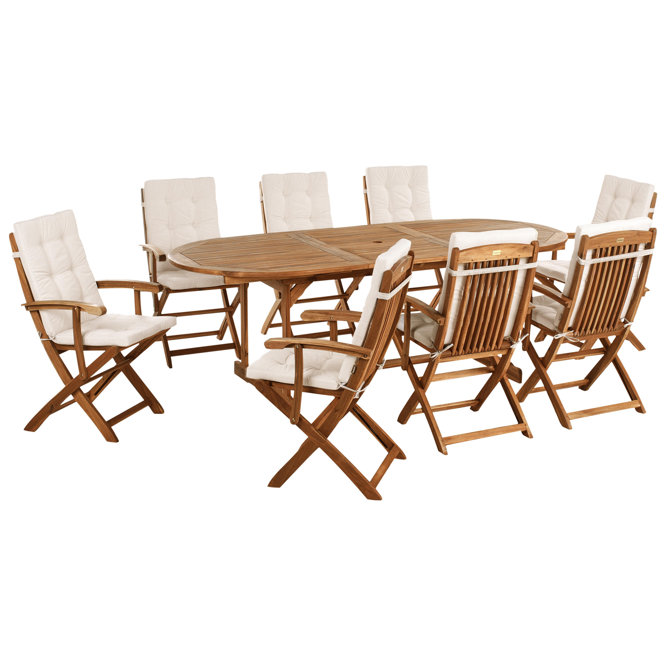 SET MOBILIER DE GRĂDINĂ cu 8 locuri bej deschis lemn de salcâm Maui premium - bej, lemn - Beliani