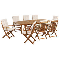 GARTENMÖBEL-SET 8-Sitzer Hellbeige Akazienholz Maui Premium - Beige, Holz - Beliani