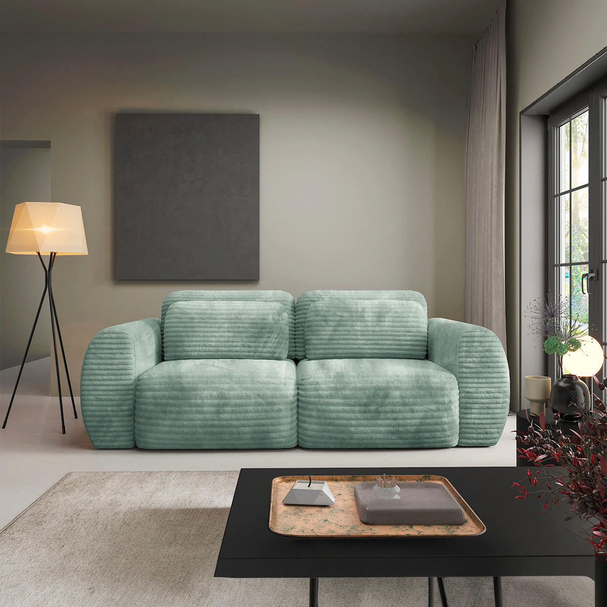 SOFA Camilla 3 Sitzplätze Wassergrün - Grün, Holz (266/95/121cm) - Petits-meubles