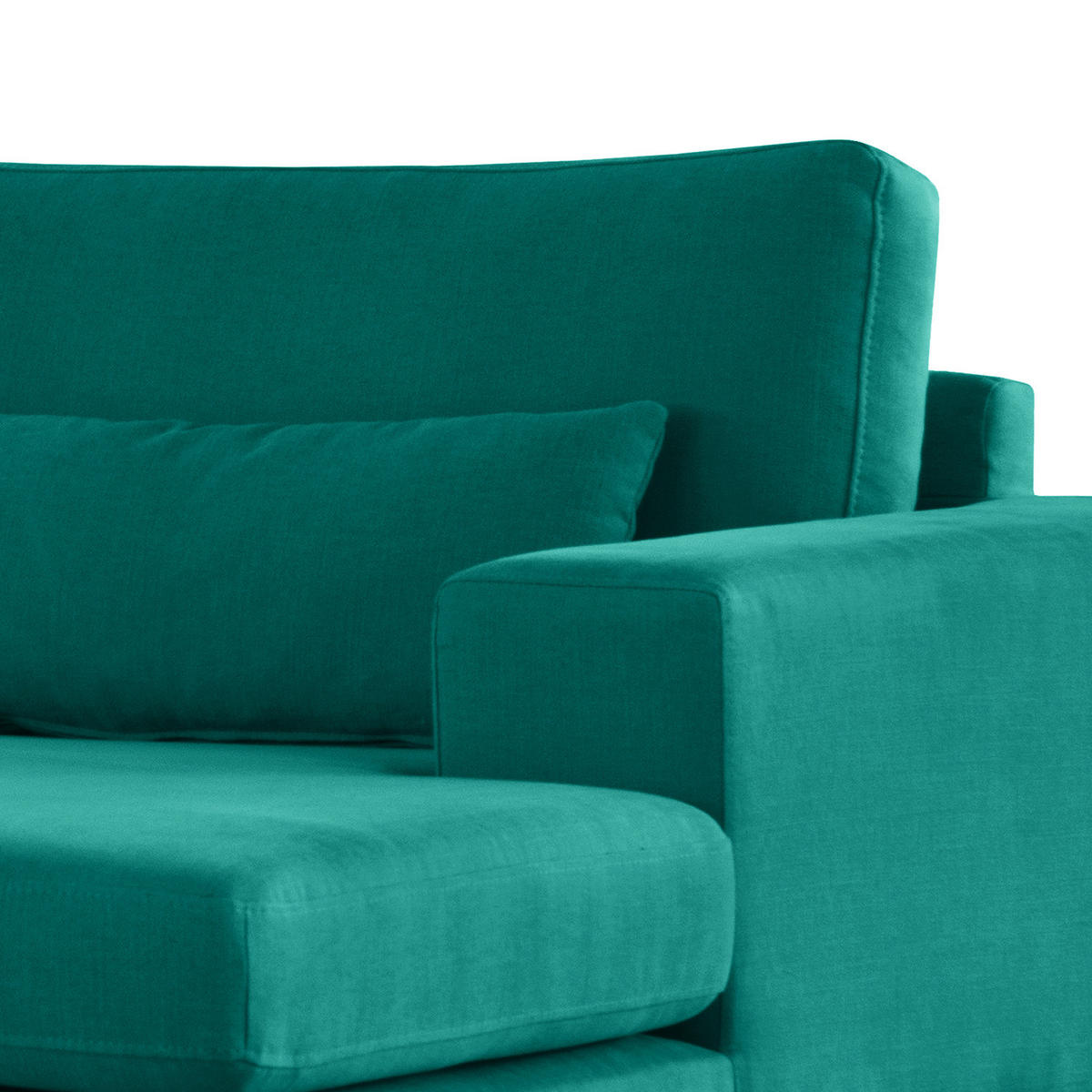 ECKSOFA mit Longchair - Buchefarben/Petrol, Buchenholz/Textil (281/153cm) - home24