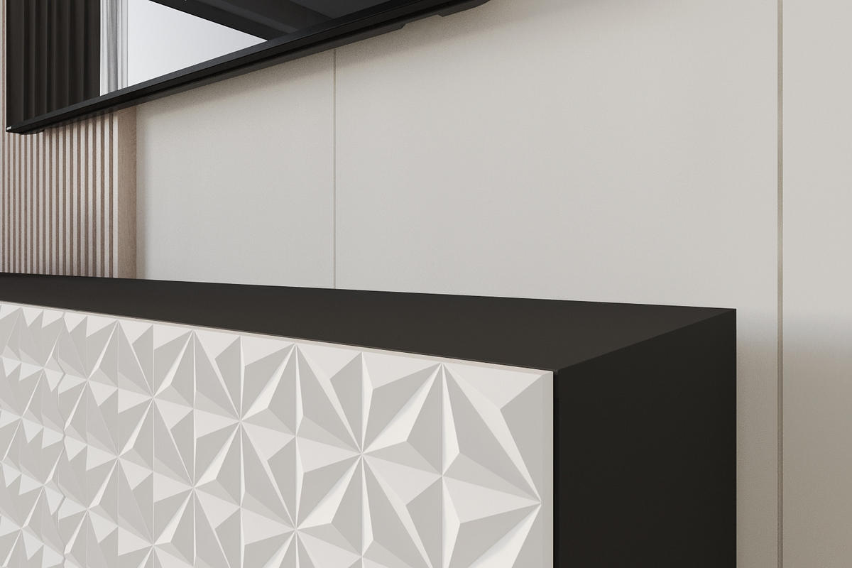 LOWBOARD VIRA-W 2x100x40x41 cm - Schwarz / Weiß - Weiß, Holzwerkstoff (200/40/41cm) - ALTDECOR