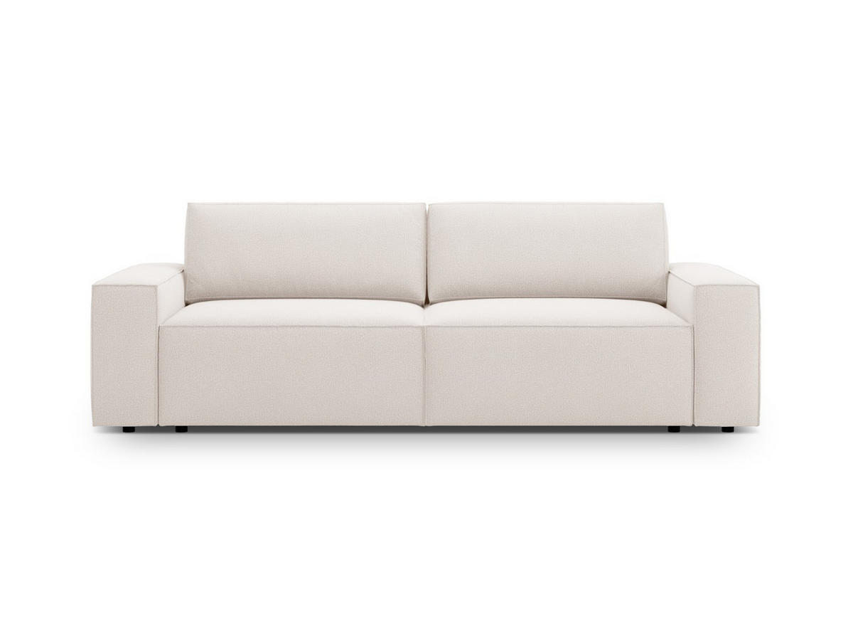 SOFA ausklappbar mit Bettkasten Jodie aus strukturiertem Stoff leichtes beige 3 Sitzplätze - Creme, Textil (107/86/247cm) - Micadoni