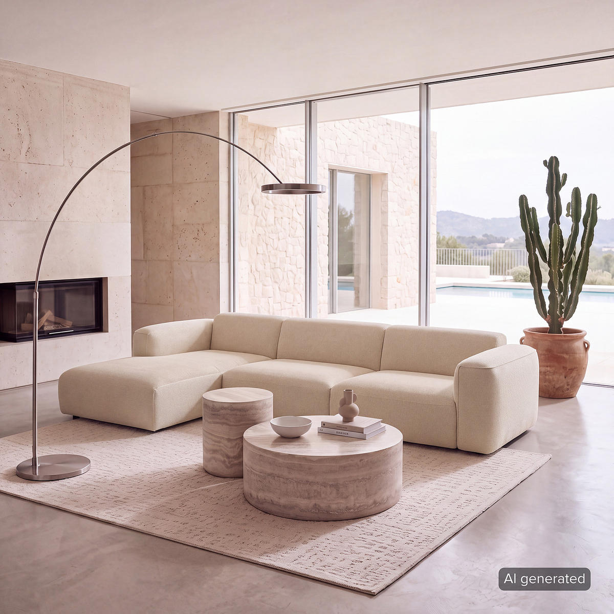 3-SITZER ECKSOFA mit Longchair - Beige/Schwarz, Kunststoff/Textil (317/173cm) - home24