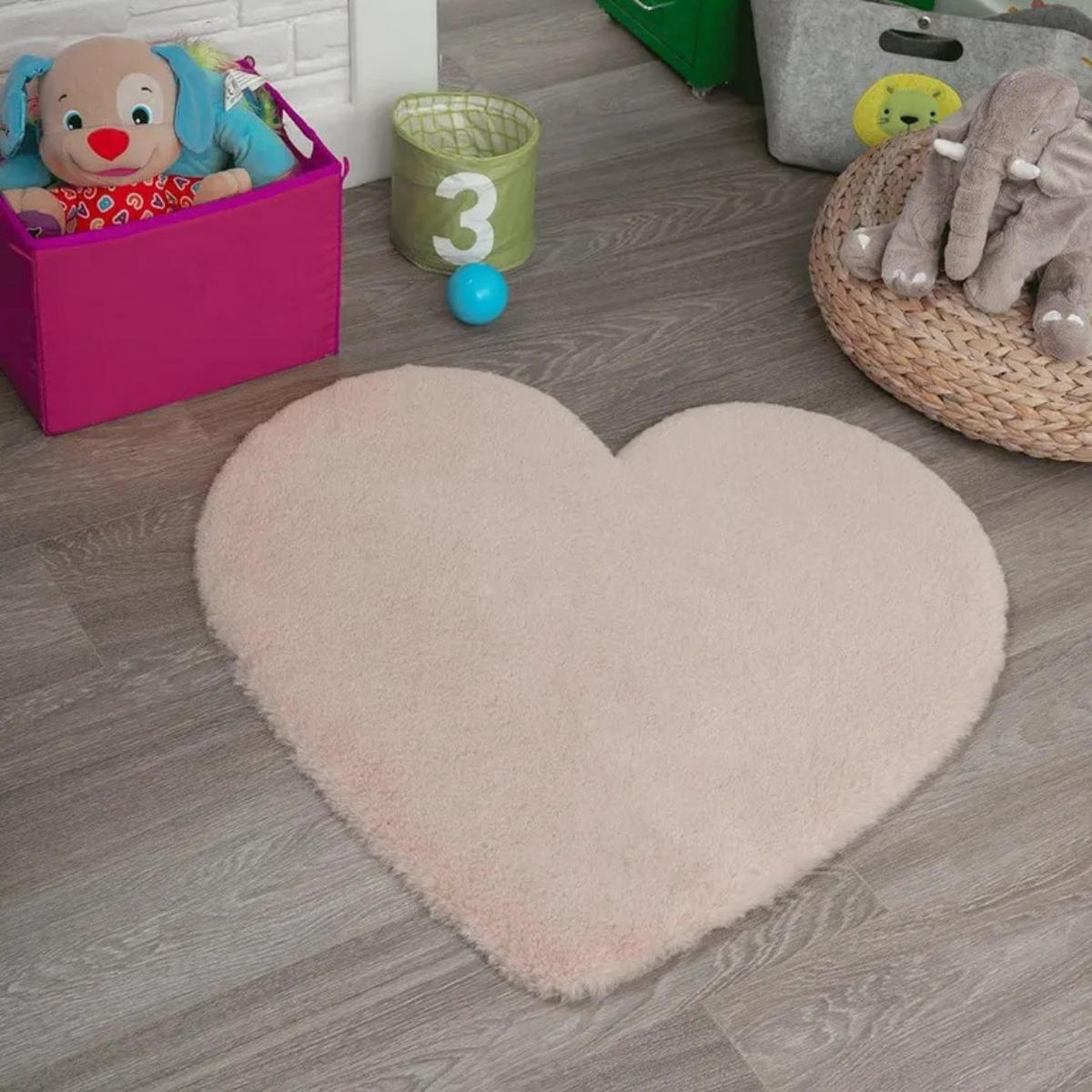 KINDERTEPPICH Herz 80x80 cm Creme, Weich, Waschbar, Spielteppich, Schlafzimmer, Kinderzimmer, Babyzimmer, Rutschfest, Deko, Kuschelig - Creme, Textil (80/80cm) - JUNG