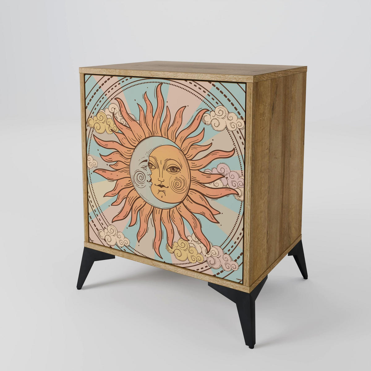 SIDEBOARD MYSTICAL STRUCTURE, Eichefarben, 57,5x42x57,5 cm, Ohne Füße - Eichefarben/Multicolor, Holzwerkstoff (57.5/57.5/42cm) - SpaceRebels