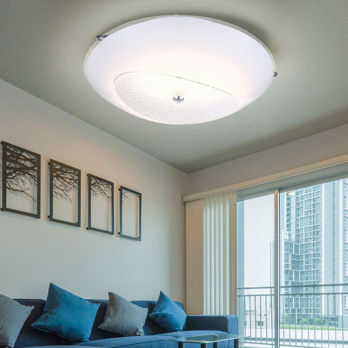 LED DECKENLEUCHTE KESSY Kristalloptik Weiß - Weiß, Glas (40/40/10cm) - Globo Lighting