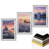 WANDBILDER 3er Set - 40x60 cm Silberner Rahmen - Berglandschaft, See, Westen - Silberfarben, Kunststoff (40/60cm) - ArtPrintCave