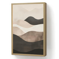 NÁSTĚNNÁ LAMPA S AKUMULÁTOREM Abstraktní - Krajina - Vlny - Krémová barva 40x60 cm - šedohnědá, kompozitní dřevo (40/60/8cm) - OnlyWow