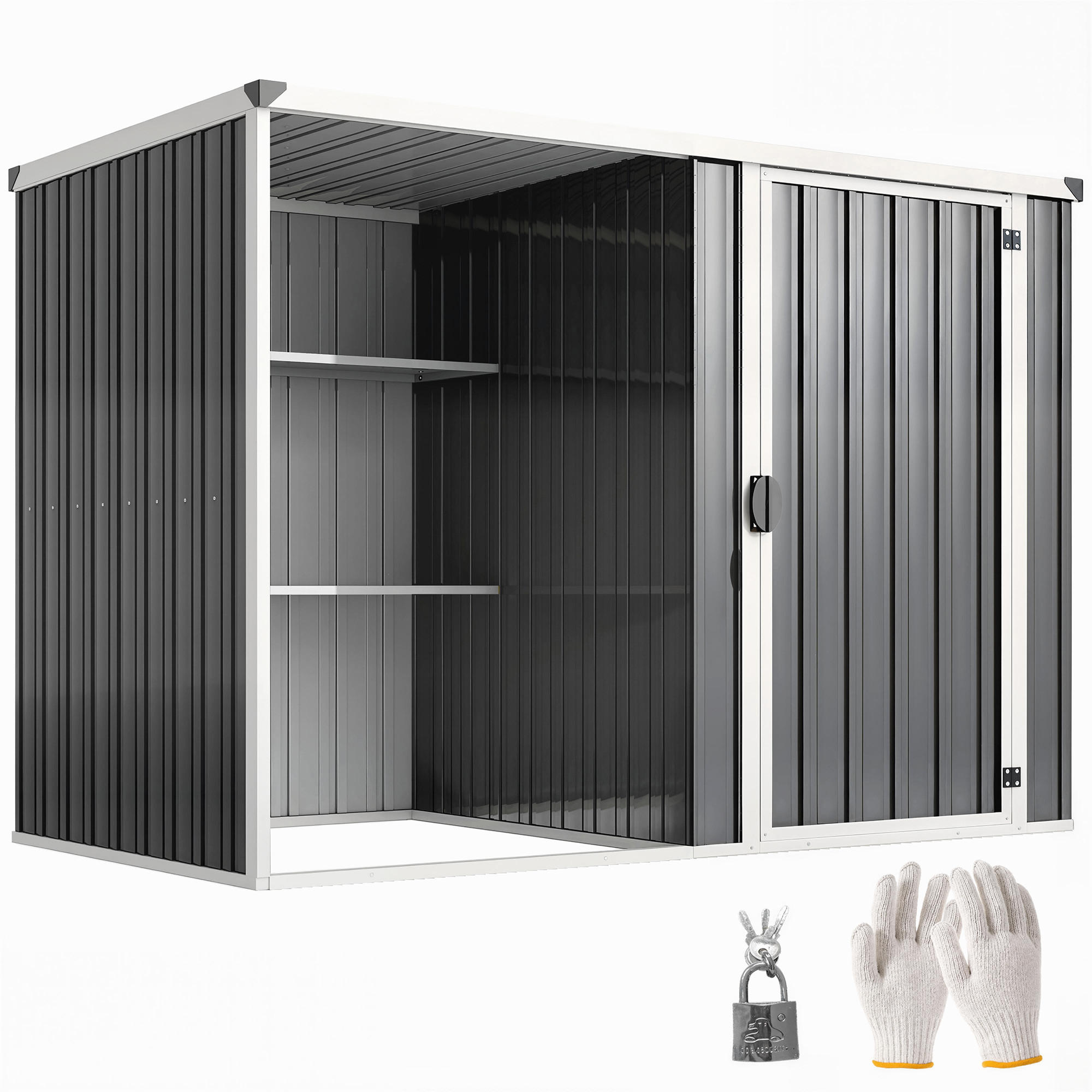 GARTENHAUS aus verzinktem Stahl, abschließbare Tür 231 x 125 x 162 cm ,grau - Dunkelgrau, Metall (125/162/231cm) - Vallsero