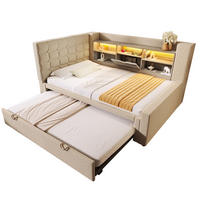POLSTERBETT 90/180 x 200 cm Beige mit LED-Beleuchtung und USB- und Type-C-Anschlüssen - Beige, Textil (90/200cm) - Flora Grace