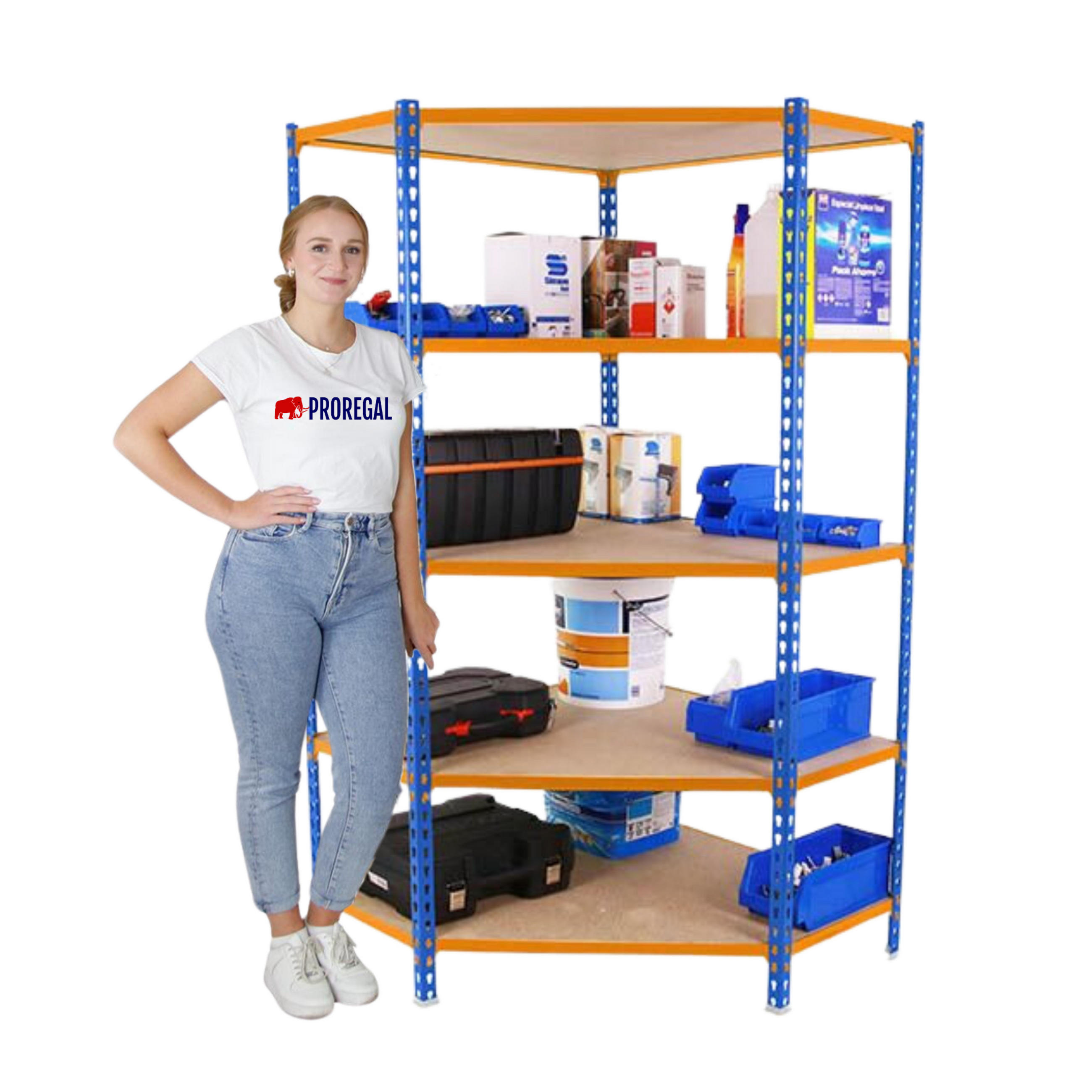 ECKREGAL Muli HxBxT 180 x 90 x 50 cm 5 Fachböden Fachlast 200 kg Blau-Orange - Gelb, Metall (90/180/50cm) - PROREGAL