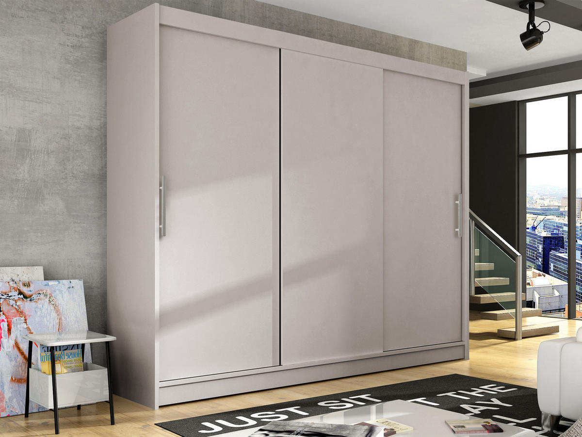 KLEIDERSCHRANK Aston II - Kaschmir/Silberfarben, Holzwerkstoff/Kunststoff (250/215/58cm) - MIRJAN24