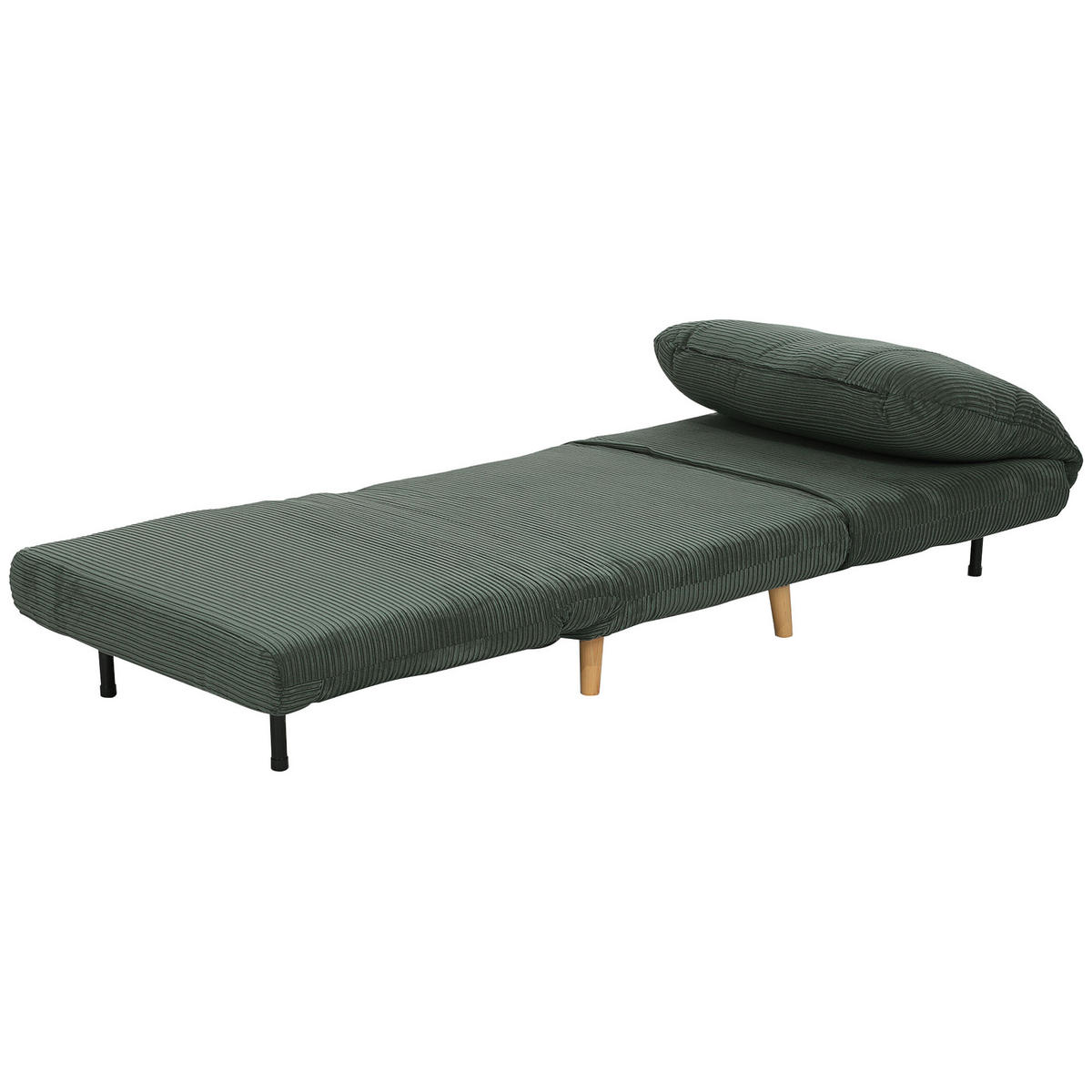 SCHLAFSESSEL DE-08187 2-in-1, verstellbare Kopfstütze, Cord-Optik Grün - Grün, Holzwerkstoff (87/89/82cm) - ComfortXL