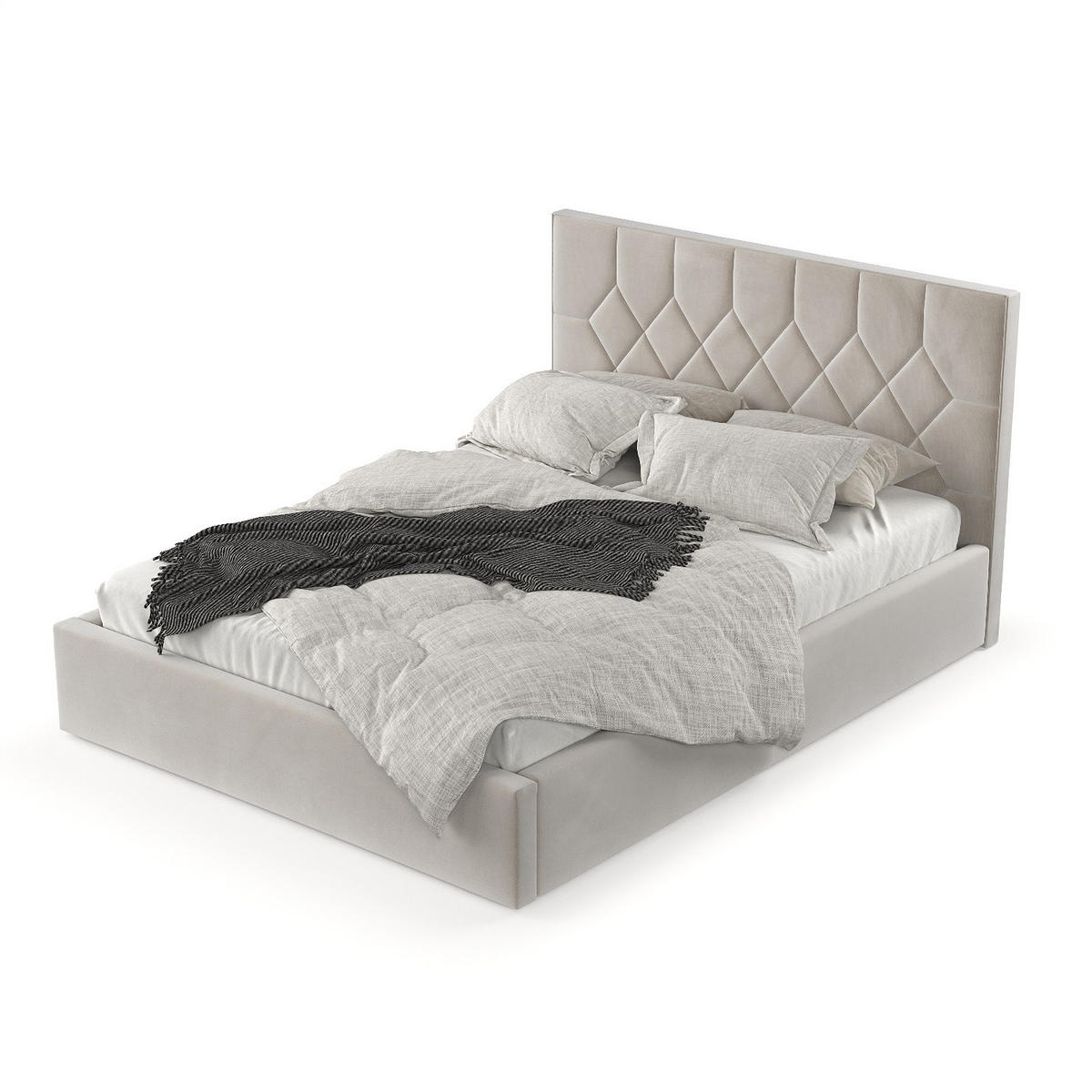 POLSTERBETT Brisa 160/200 cm Hellbeige im Paros Stoff - Beige/Schwarz, Holz/Holzwerkstoff (160/200cm) - AltaBeds