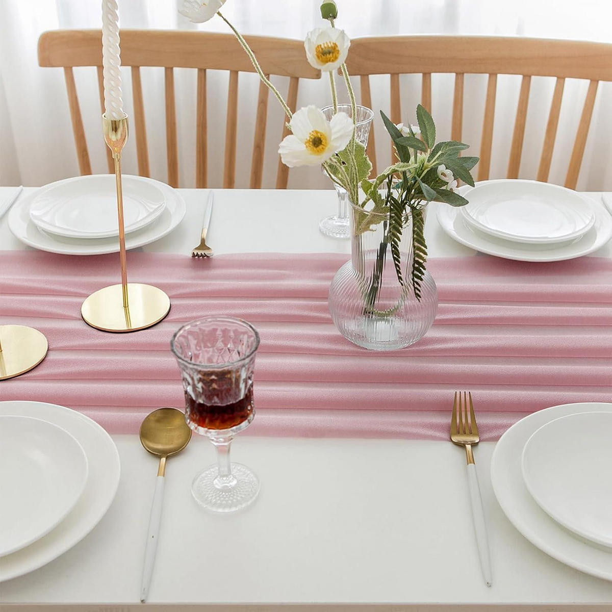 TISCHLÄUFER Chiffon Altrosa 70 x 300 cm - Rosa, Textil (75/3/1.5cm)