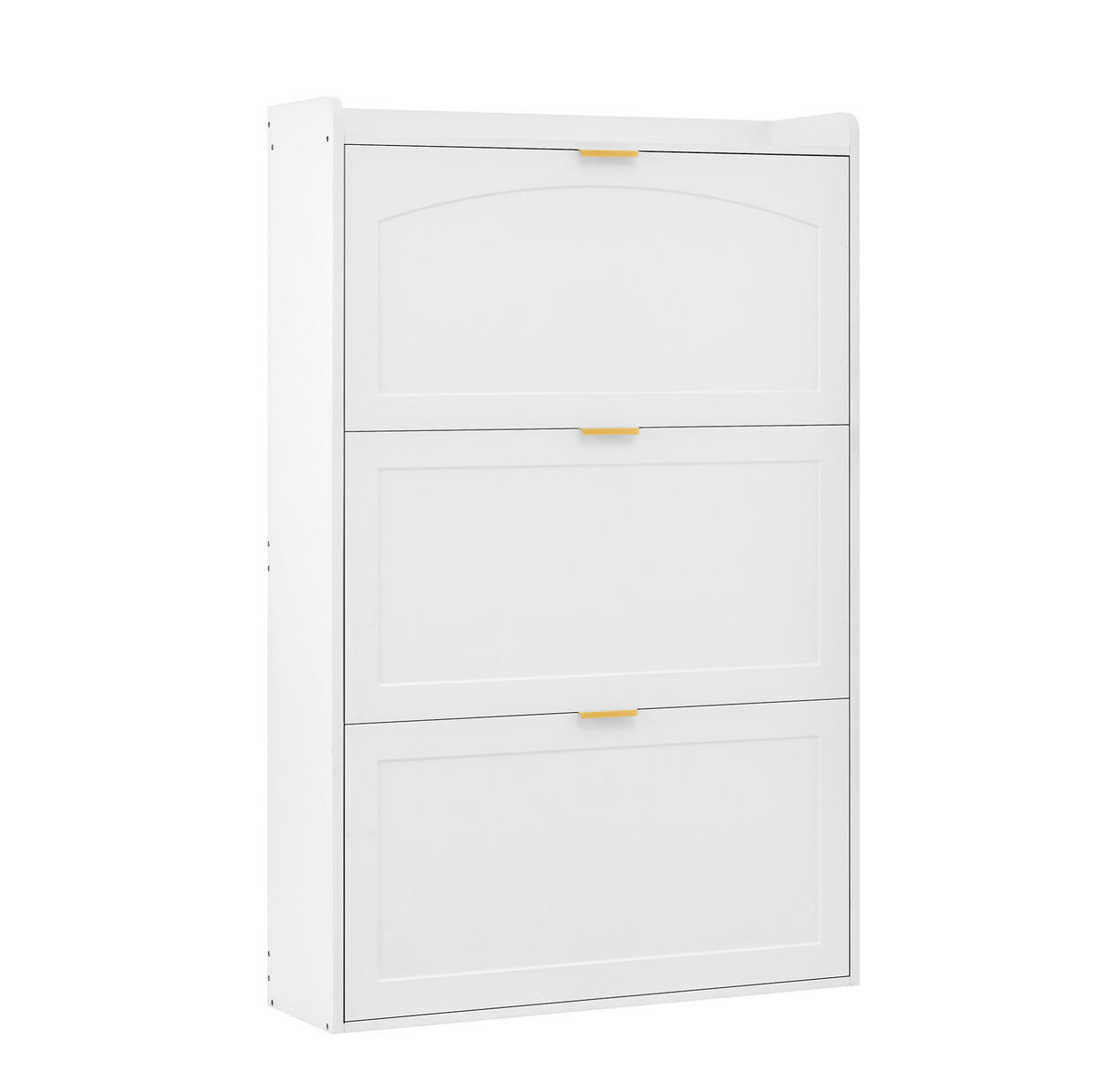 SCHUHSCHRANK mit 3 Klappen 76/23/118 cm in Weiß, schmales Design - Weiß, Holzwerkstoff (76/118/23cm) - BEAOK