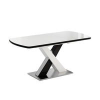 ESSTISCH Chinto Schwarz 120 x 80 cm ausziehbar - Weiß Hochglanz/Schwarz, Holzwerkstoff (80/120/76cm) - Vicco
