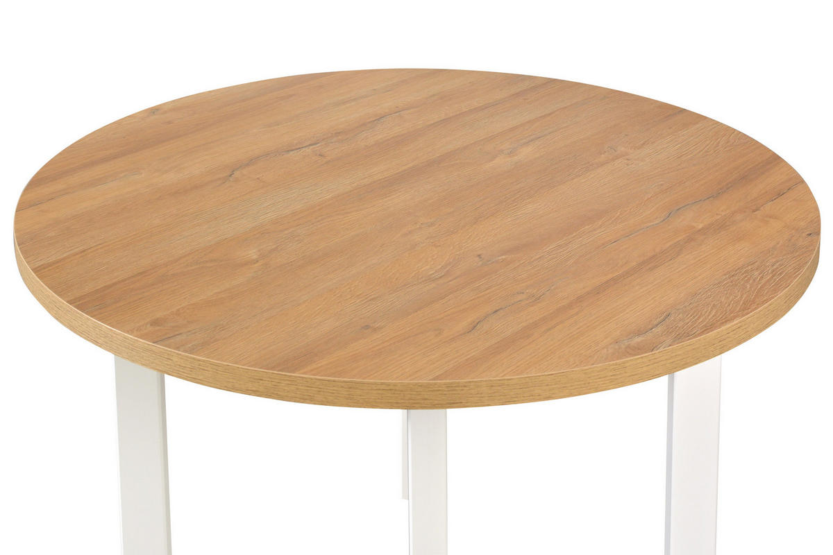 ESSTISCH Poli 2, 100 cm, grandson - Birkefarben/Weiß, Holz (100/100/76cm) - Leaf Design