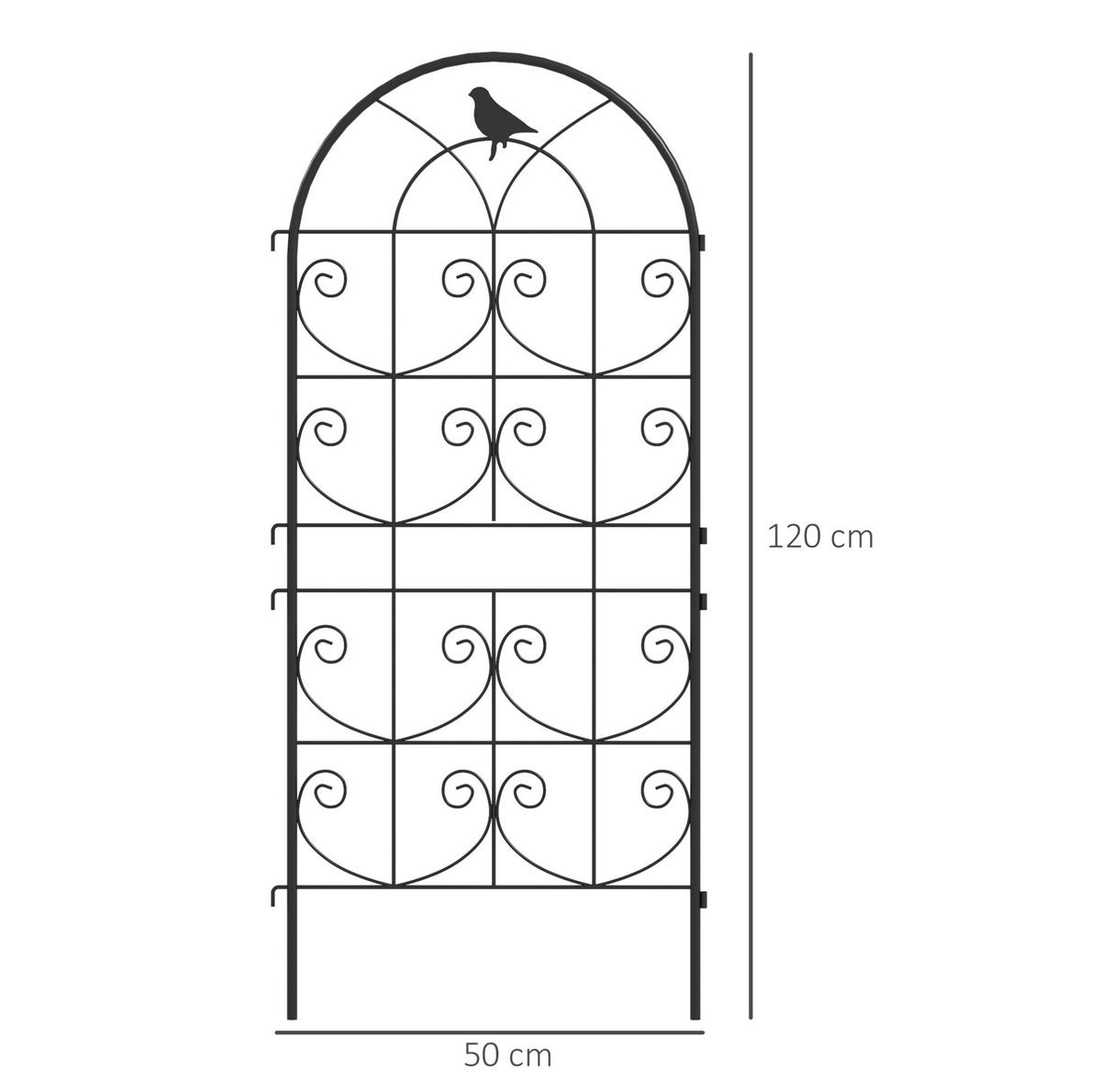 BLUMENKASTENHALTER aus Metall 50x120 cm in Schwarz mit Vogelmotiven - Schwarz, Metall (1.3/120/50cm) - Modfu