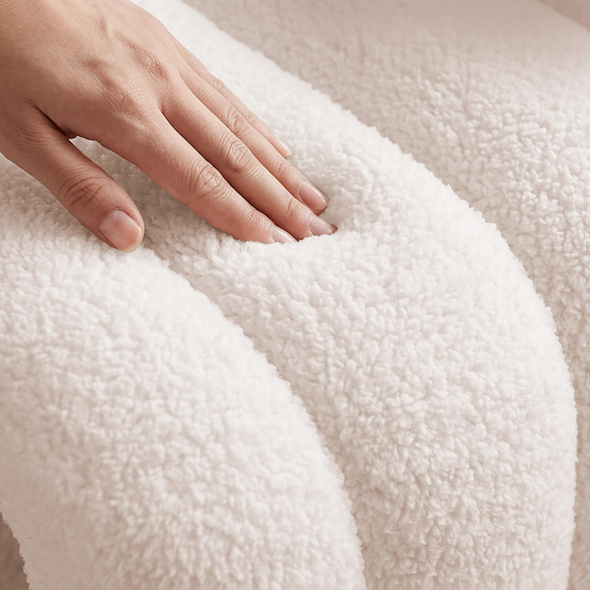 SEDACÍ taburet Bubble - krémová, dřevo/textil (40/40/40cm) - Relaxdays