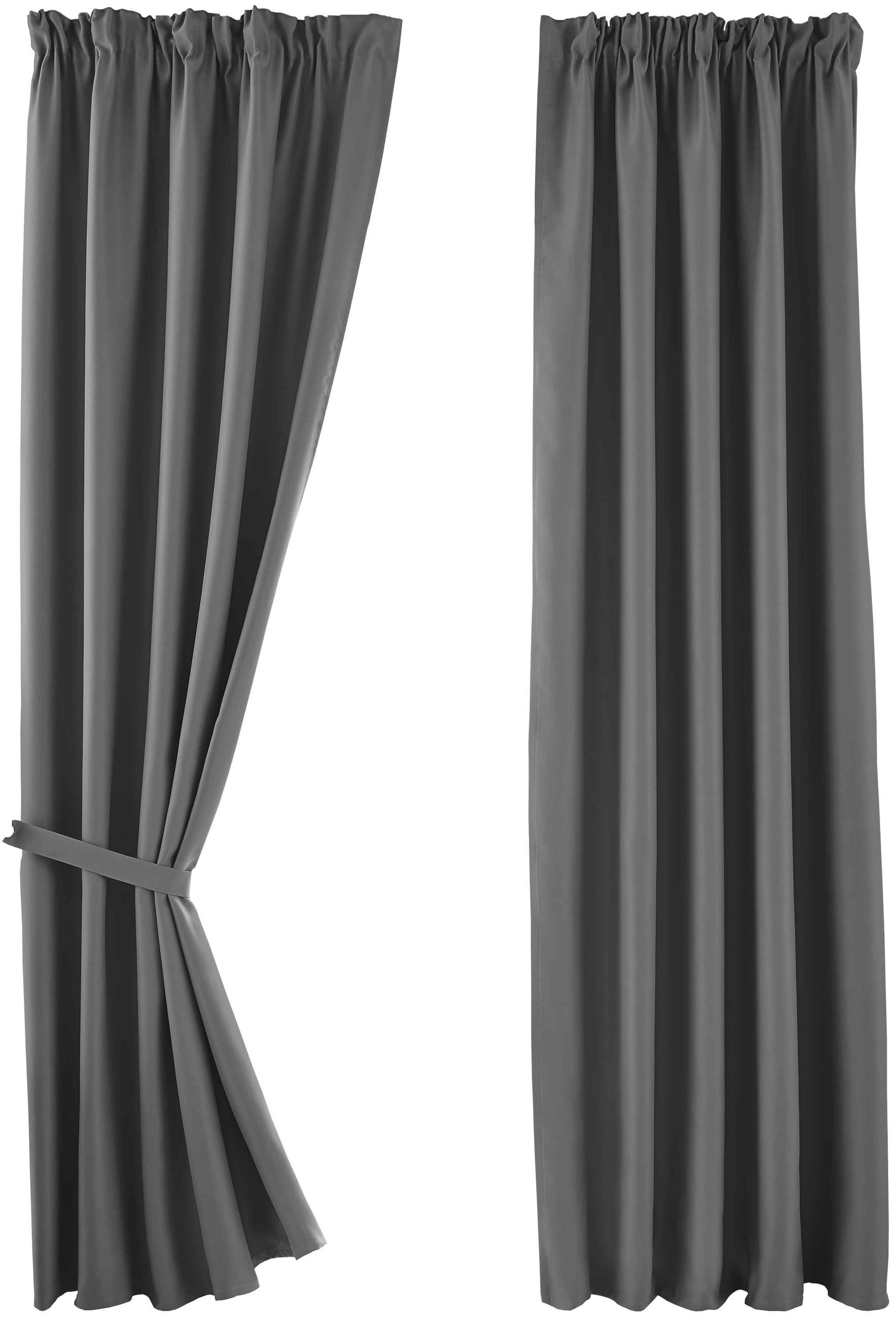 VORHANG 2ER SET NEWYORK HxB 225x140 cm Dunkelgrau - Dunkelgrau, Textil (140/225cm) - Gardinenbox