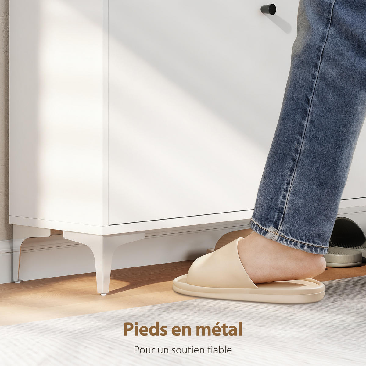 SCHUHSCHRANK DE-15059 2 Klapptüren mit verstellbaren Böden für 12-16 Paar Schuhe Weiß - Weiß, Holzwerkstoff (80/101/24cm) - ComfortXL