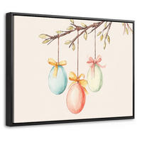 LEINWAND Bilder mit Rahmen - Osterkuchen - Schleife - Eier - 40x30 - Creme, Textil (40/30cm) - MuchoWow