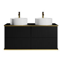 DOPPELWASCHTISCH - 120 cm x 47 cm - Holz, Platte - Schwarz - KELIZA - Schwarz, Holz (120/54/47cm) - Vente-Unique