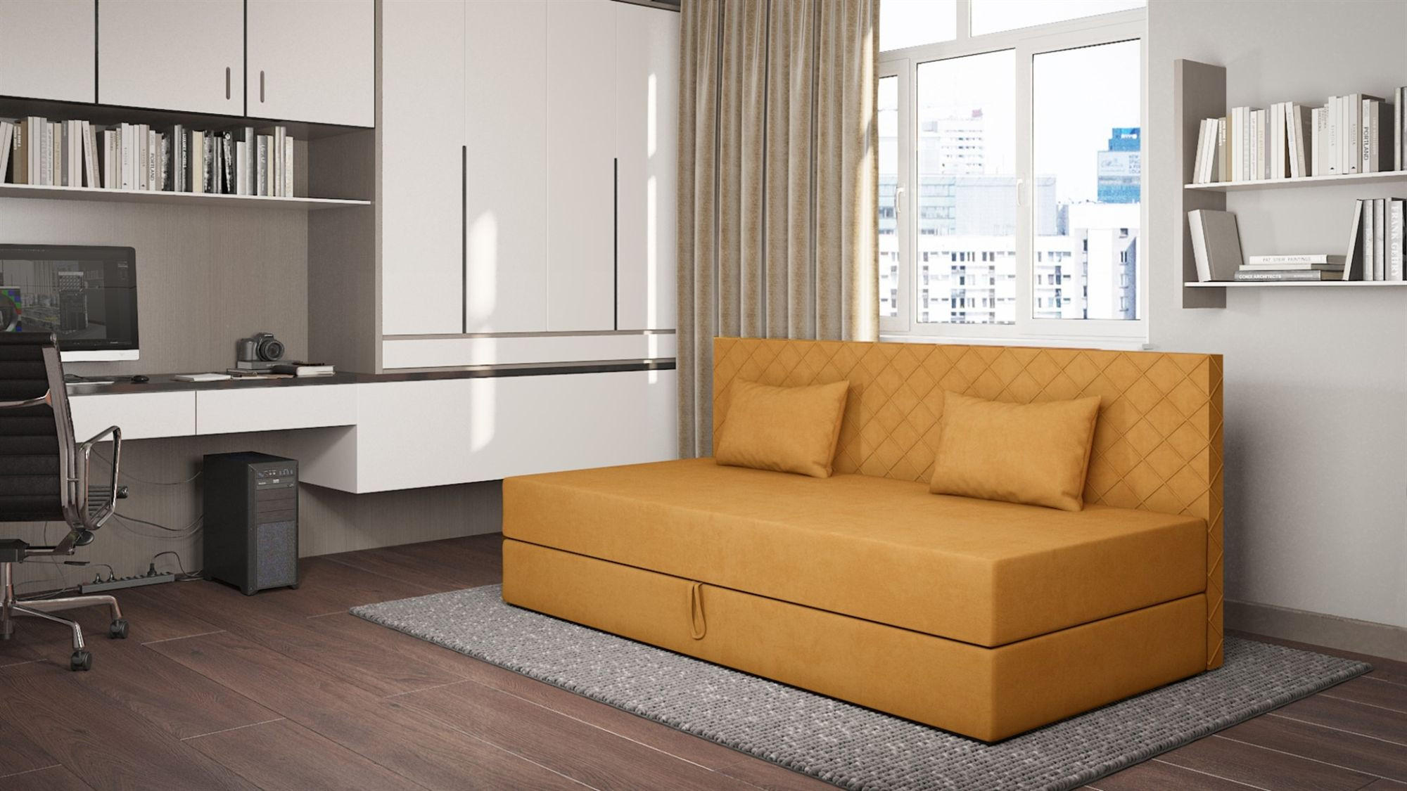 SOFA Siena In Opera - Gelb, Holzwerkstoff/Textil (200/90/97cm) - Fun Möbel