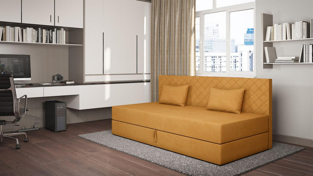 SOFA Siena In Opera - Gelb, Holzwerkstoff/Textil (200/90/97cm) - Fun Möbel