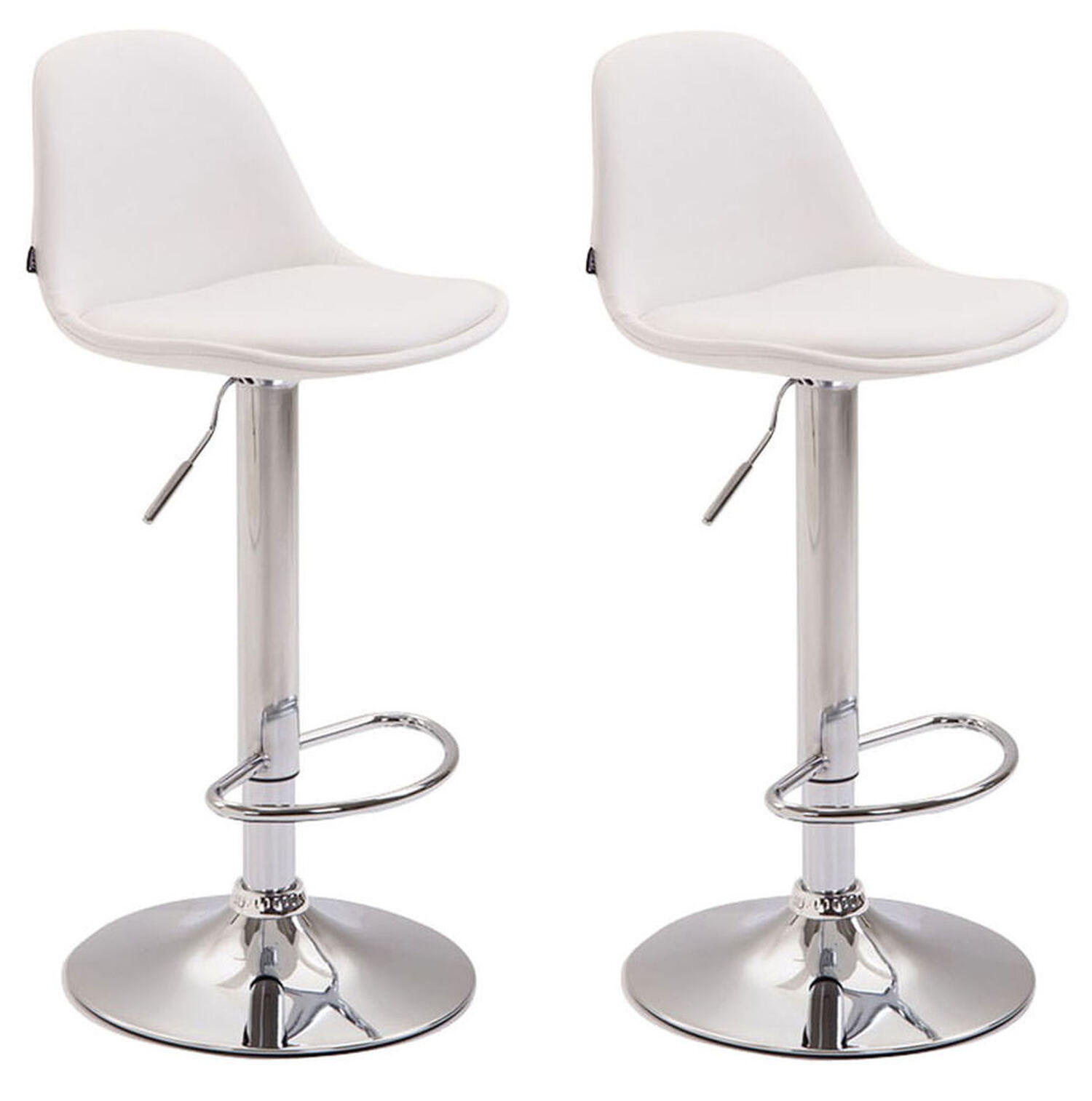 BARHOCKER Kilian, 2er Set, Gestell Metall in Chromoptik, Vollgepolstert, Kunstleder Weiß - Chromfarben/Weiß, Kunststoff/Textil (39/100/43cm) - TPFLiving
