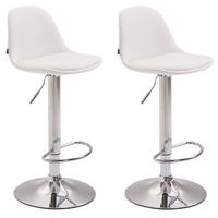 BARHOCKER Kilian, 2er Set, Gestell Metall in Chromoptik, Vollgepolstert, Kunstleder Weiß - Chromfarben/Weiß, Kunststoff/Textil (39/100/43cm) - TPFLiving