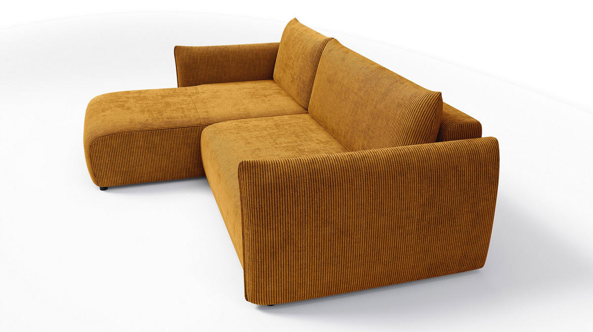 ECKSOFA TAUER 3-Sitzer rechts, safran - Gelb/Schwarz, Holz/Textil (248/173cm) - Courtois Laville