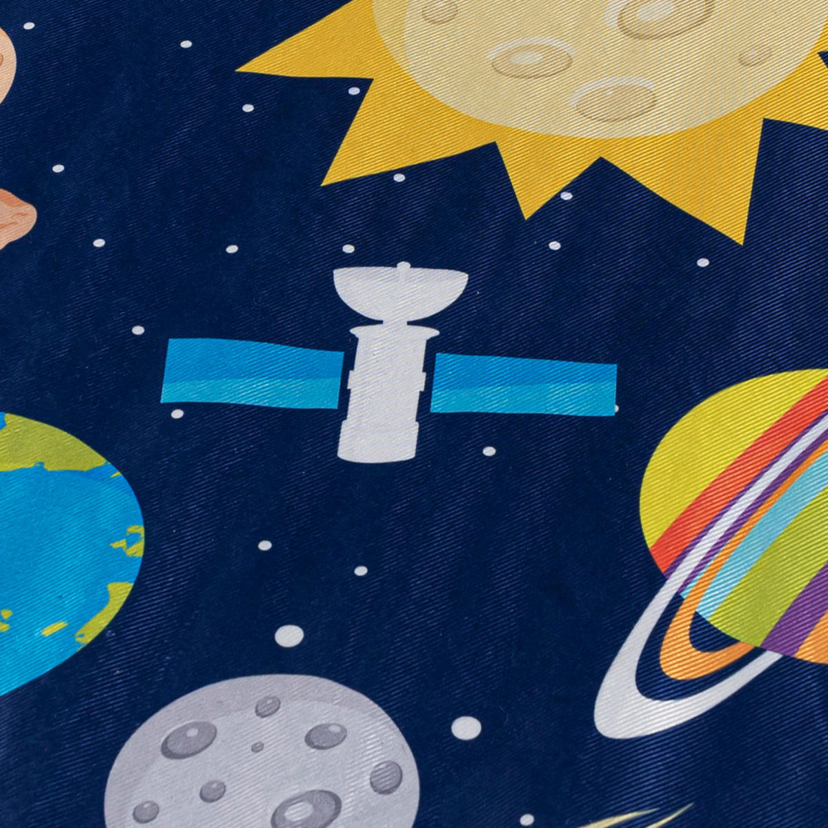 KINDERTEPPICH Bambini Stella Mazovia Rund Ø120cm Marineblau Weltraum Kurzflor - Multicolor, Textil (120/120cm) - Mazovia