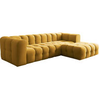 ECKSOFA Mochi L-Form 5-Sitzer Rechts, Samt, Senfgelb 290/75/193 cm - Dunkelgelb/Schwarz, Kunststoff/Textil (290/193cm) - WFL GROUP