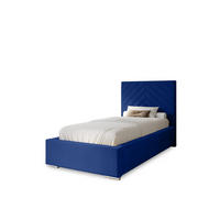 POLSTERBETT Aura 90x200 cm, Einzelbett mit Bettkasten, Lattenrost und Matratze aus Holz, Velourstoff: Dunkelblau - Dunkelblau, Holz/Kunststoff (90/200cm) - Marpur