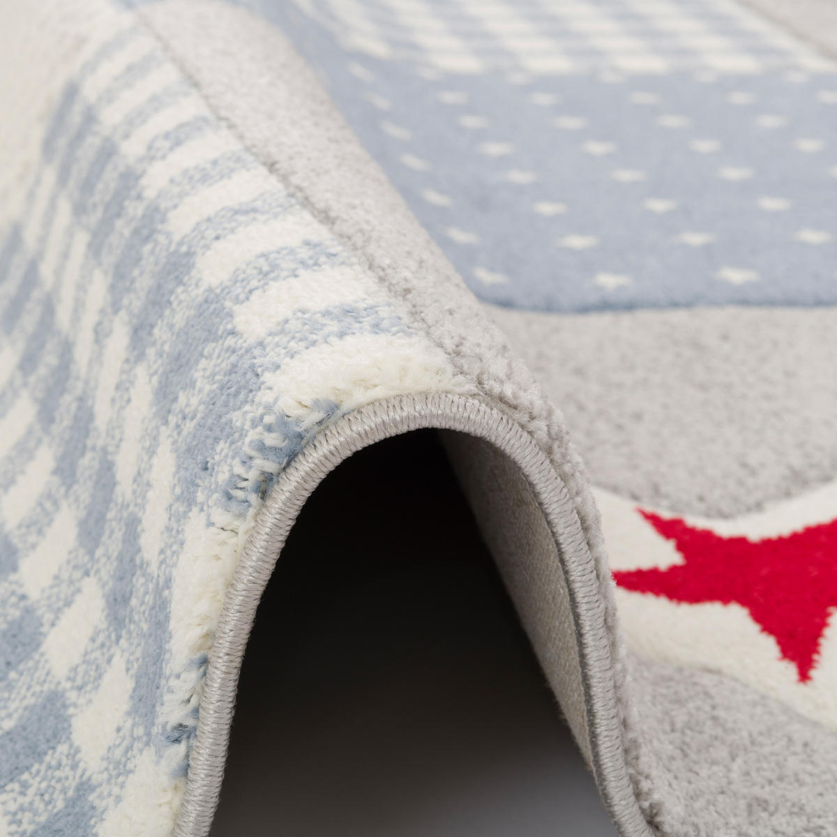 KINDER TEPPICH MAUI KIDS KARO STERNE - Blau, Textil (80/160cm) - Pergamon