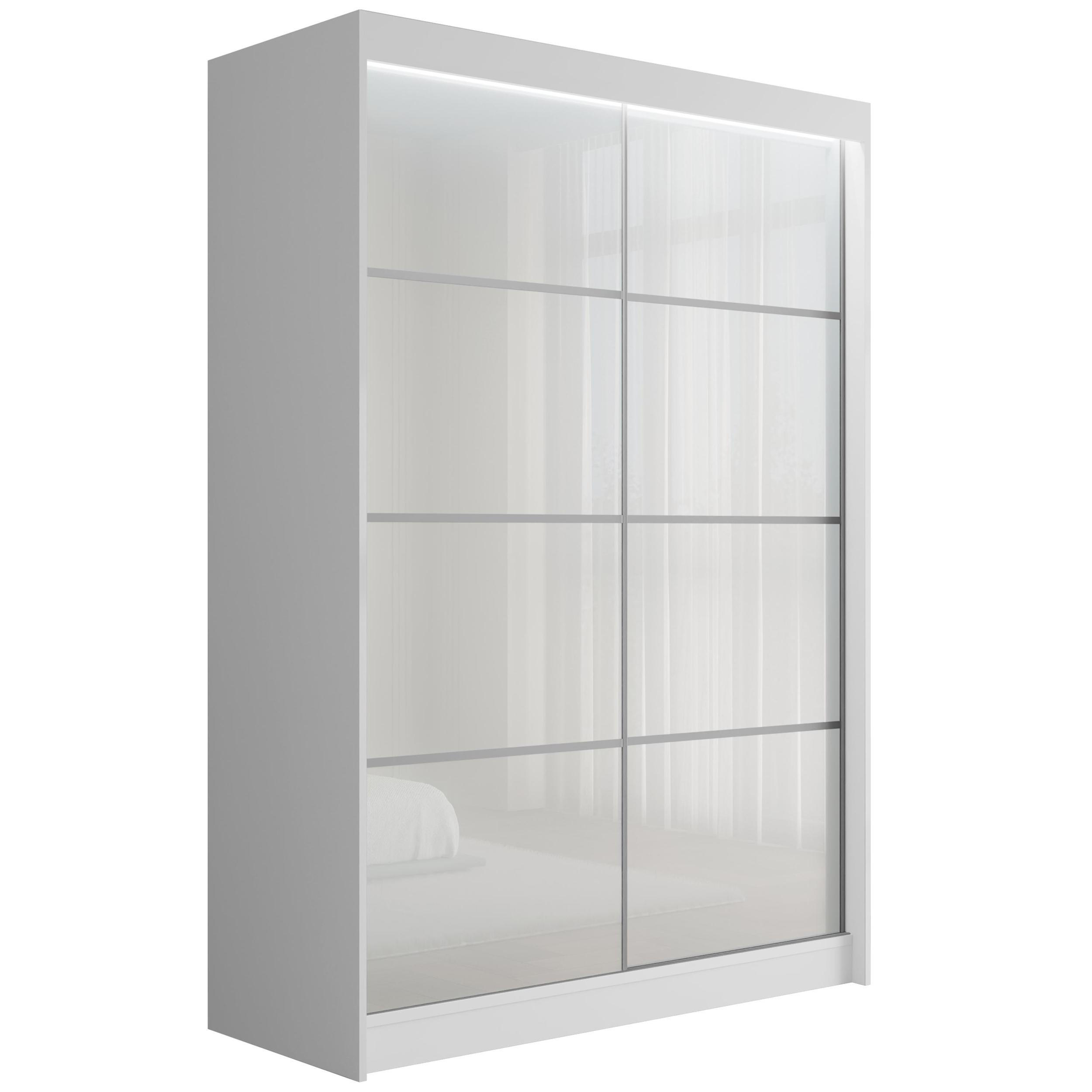 KLEIDERSCHRANK PEKA III mit LED - 120 cm - Weiß - Weiß, Holzwerkstoff (120/215/61cm) - ALTDECOR