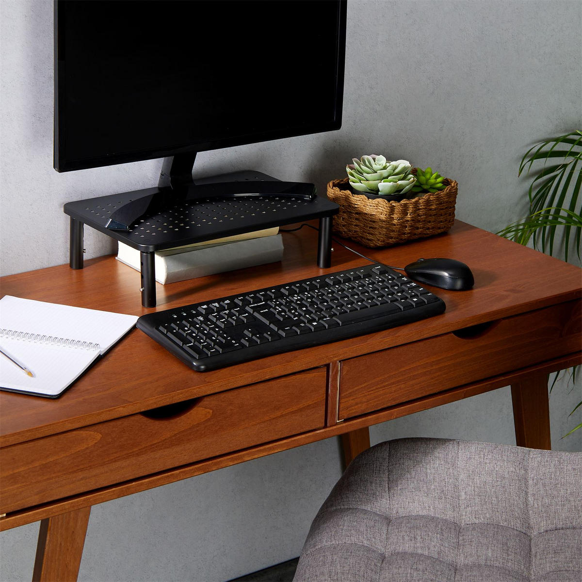 MONITORSTÄNDER HYDE - Schwarz, Metall (23/37/12cm) - CARO-Möbel