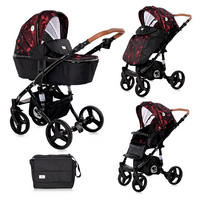 KOMBIKINDERWAGEN Rimini rot-schwarz 2 in 1 Tragewanne Sportsitz Wickeltasche faltbar - Rot/Schwarz, Metall (112/60/117cm) - Lorelli