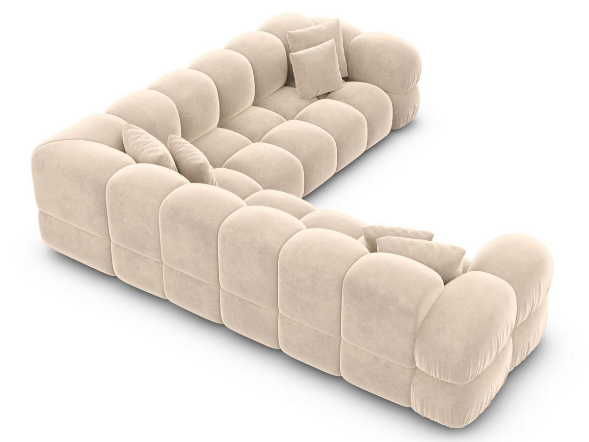 COUCH Monteverde L-Form Creme Samtstoff - Creme, Kunststoff (253/253cm)